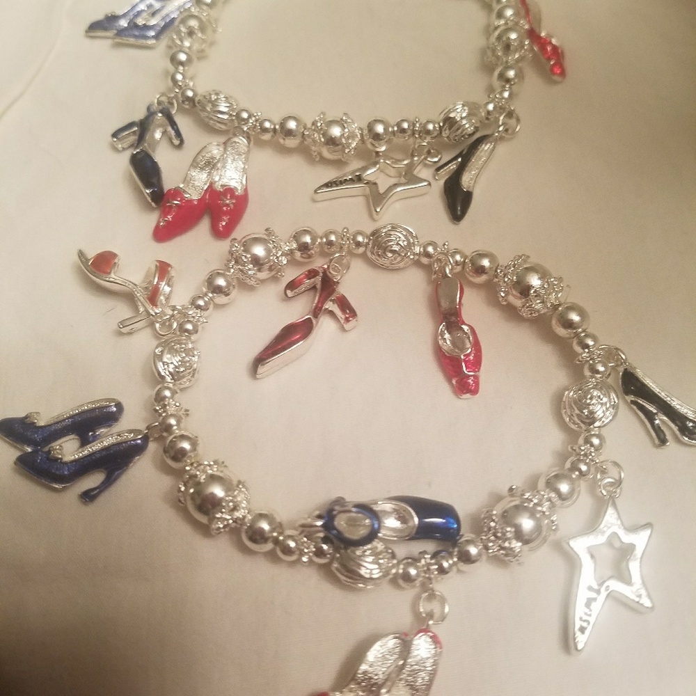Set of 2 Silvertone Charm Bracelets - Picture 2 of 3